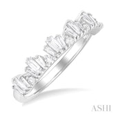 5/8 Ctw Baguette and Round Cut Diamond Stackable Fashion Band in 14K White Gold